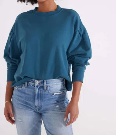 Etica Jael Pleat Sleeve Sweatshirt In Lyons Blue