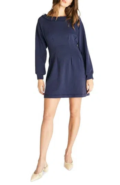 Etica Ética Jaida Darted Long Sleeve Dress In Navy
