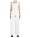 Etica Jay Button Down Long Vest In Vitage White In Multi