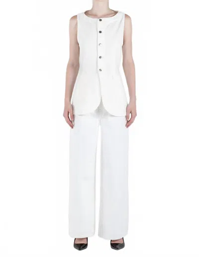 ETICA JAY LONG DENIM VEST IN VINTAGE WHITE