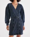 Etica Mira Denim Wrap Dress In Black Lava In Multi