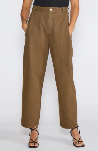 Etica Rose Pleated Relaxed Straight Leg Pants In Beech