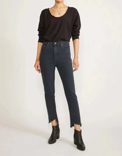 Etica Scarlet Mid Rise Jeans In Night Stripe In Grey