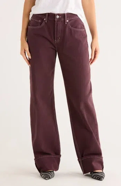 Etica Ética Stanton Low Rise Cuffed Wide Leg Jeans In Brown