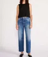Etica Tia Vintage Straight Crop Denim In Blue Creek In Blue