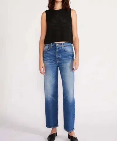 Etica Tia Vintage Straight Crop Denim In Blue Creek