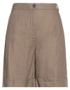 Etici Woman Shorts & Bermuda Shorts Khaki Size 12 Linen In Brown