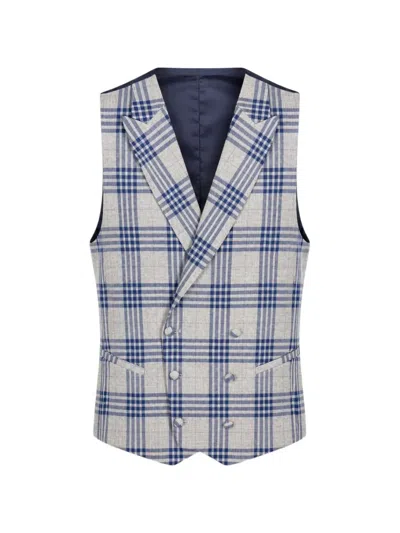 Etiem Textil S.l. Check-pattern Double-breasted Waistcoat In Gray