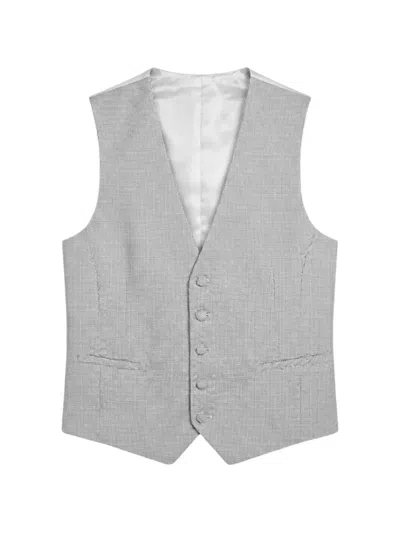 Etiem Textil S.l. Micro-patterned V-neck Waistcoat In Grey