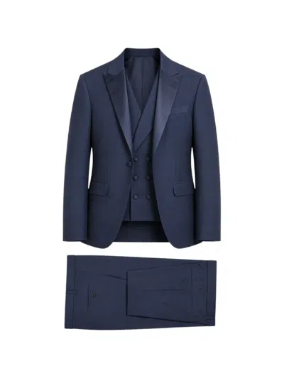 Etiem Textil S.l. Peak-lapel Three-piece Suit In Blue