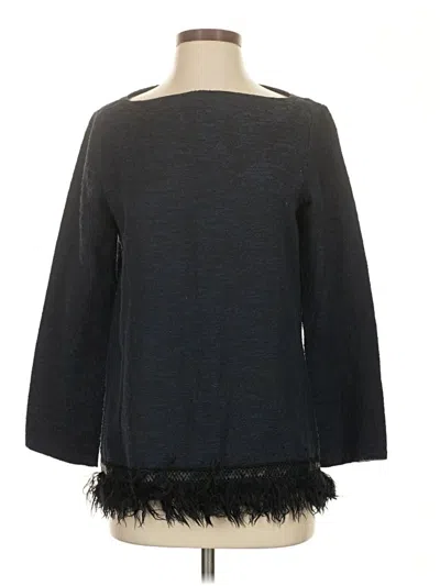 Pre-owned Etienne Aigner 3/4 Sleeve Top Black Boatneck Tops