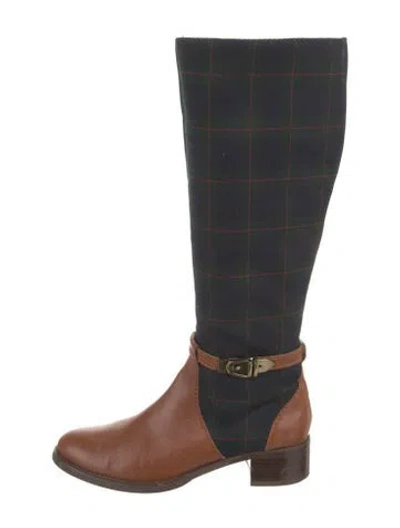 Pre-owned Etienne Aigner Leather Leather Trim Embellishment Riding Boots In Multi