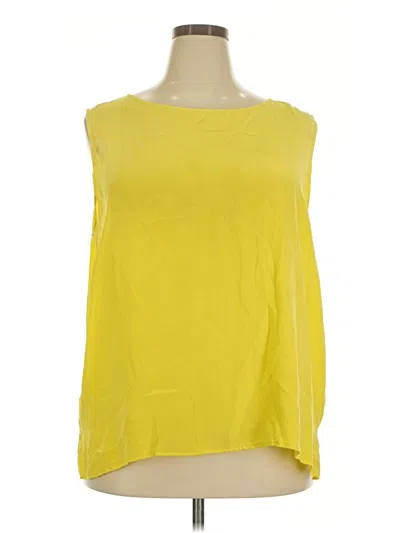 Pre-owned Etienne Aigner Sleeveless Silk Top Yellow Boatneck Tops