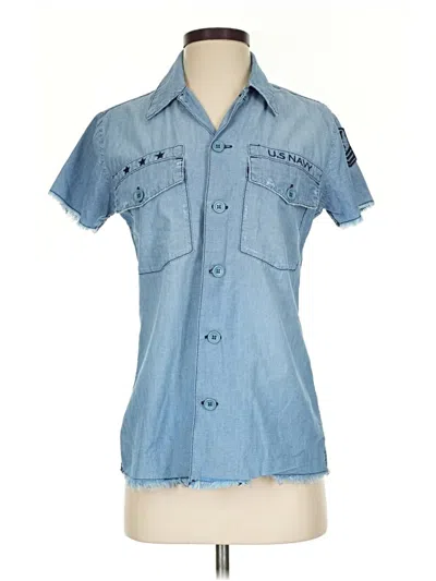 Pre-owned Etienne Marcel Short Sleeve Button Down Shirt In Blue