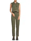 Etienne Marcel Women's Belted Slim Leg Cargo Jumpsuit In Military