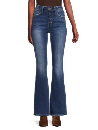 Etienne Marcel Women's Button Fly Flare Leg Jeans In Blue