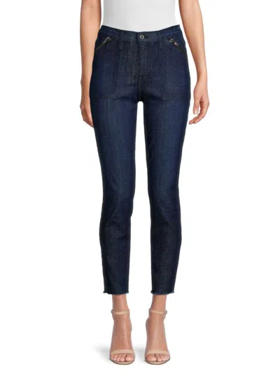 Etienne Marcel Women's Camouflage Zip Moto Jeans In Indigo