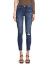ETIENNE MARCEL WOMEN'S DISTRESSED HIGH RISE SKINNY ANKLE JEANS