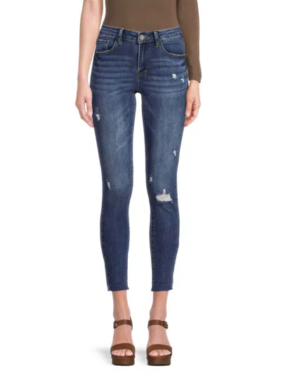 Etienne Marcel Women's Distressed High Rise Skinny Ankle Jeans In Blue