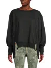 Etienne Marcel Women's High Low Drop Shoulder Sweatshirt In Black