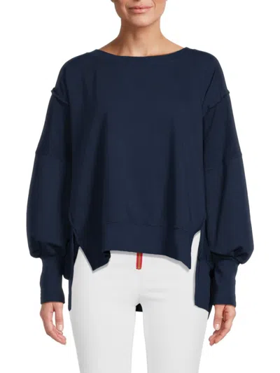 Etienne Marcel Women's High Low Drop Shoulder Sweatshirt In Indigo