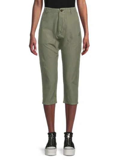 Etienne Marcel Women's High Rise Cropped Denim Pants In Military