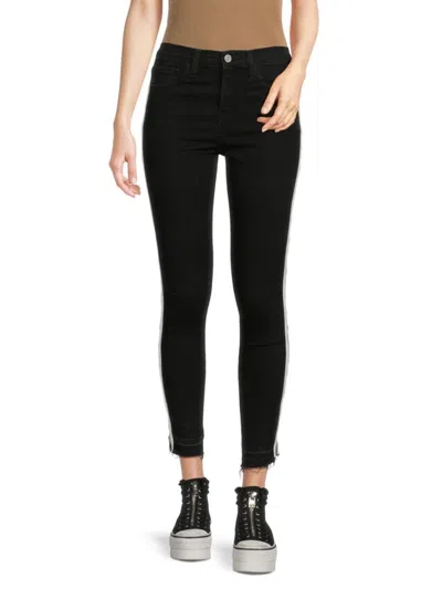 Etienne Marcel Women's High Rise Tuxedo Striped Ankle Jeans In Black