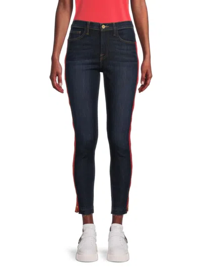 Etienne Marcel Women's Mid Rise Side Striped Cropped Skinny Jeans In Indigo