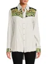 Etienne Marcel Women's Sequin Button-down Top In Military