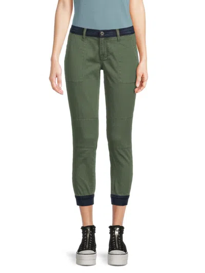 Etienne Marcel Women's Two Tone Cropped Joggers In Military