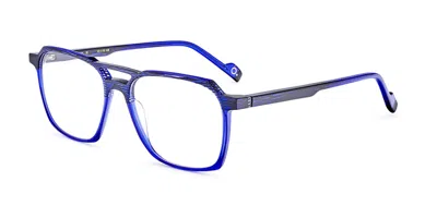Etnia Barcelona Pablo Bl Men's Glasses Blue Size 55 - Free Lenses - Blue Light Block Available In Transparent Blue Top Striped Black