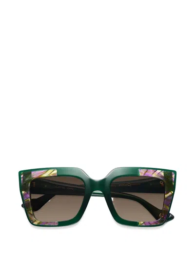 Etnia Barcelona Patterned Square-frame Sunglasses In Green