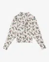 Isabel Marant Étoile Floral-print Ruffled Blouse In Ecru-midnight