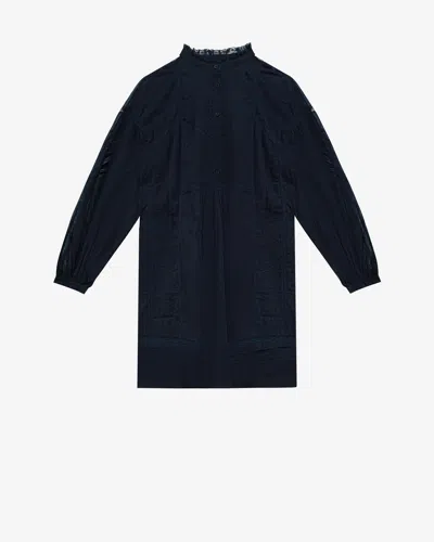 Isabel Marant Étoile Galia Embroidered Cotton Dress In Black