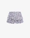 Isabel Marant Étoile Jocadia Tiered Ruffled Printed Cotton-gauze Shorts In Ecru-lilac