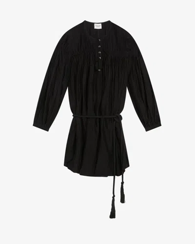 Isabel Marant Étoile Adeliani Buttoned Long Sleeve Dress In Black