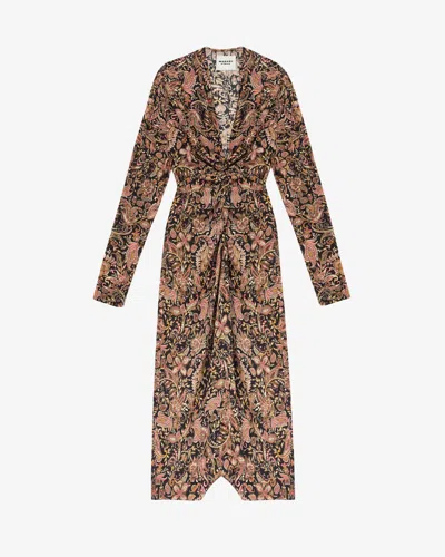 Isabel Marant Étoile Zeliha Dress In Black-ochre