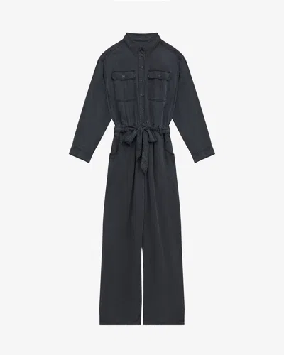Isabel Marant Étoile Long-sleeve Denim Jumpsuit In Black