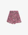 Isabel Marant Étoile Jocadia Abstract-print Ruffled Shorts In Raspberry-black