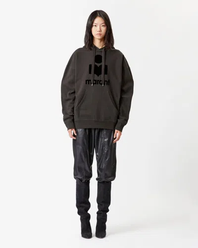 Isabel Marant Étoile Black Hoodie With Tonal Logo Print In Cotton Blend Woman In Brown