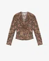 Isabel Marant Étoile Zekia Paisley Print Twist Front Top In Black