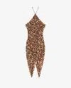 Isabel Marant Étoile Valdi Ruched Halter Midi Dress In Ochre