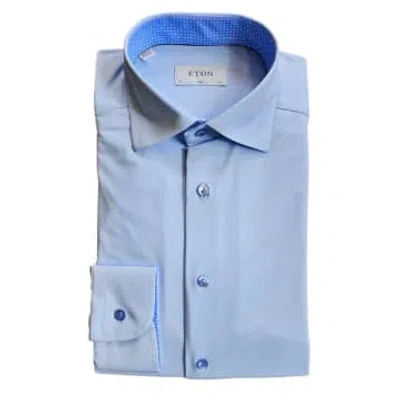 Eton - Blue Slim Fit Four-way Stretch Shirt With Contrast Details 10001226922