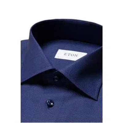 Eton - Dark Blue Slim Fit Pin-dot Signature Twill Shirt 10001112727