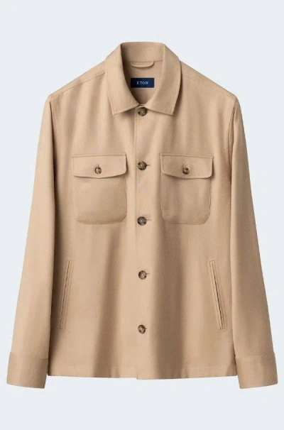 Eton 4 Pocket Overshirt In Beige In Neutral