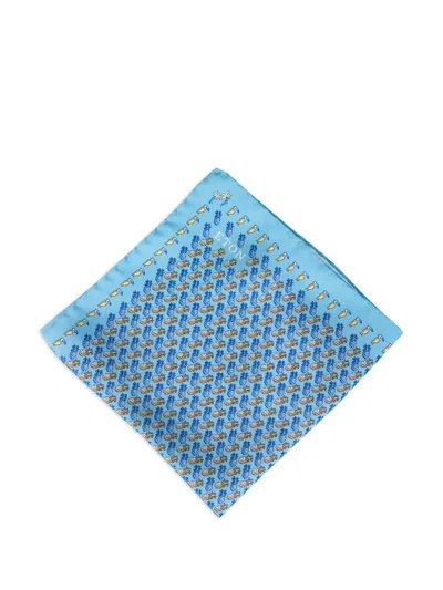 Eton Ananas Printed Pocket Square In Blue