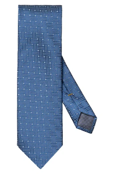 Eton Basketweave Silk Tie In Dark Blue