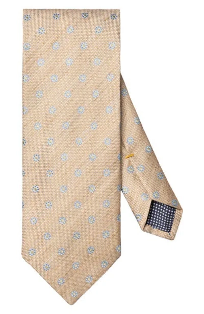 Eton Beige Floral Linen & Silk Tie In Brown