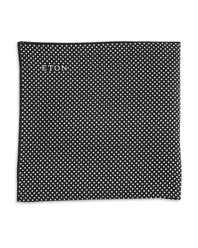 ETON BLACK POLKA DOTS SILK POCKET SQUARE