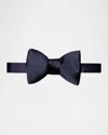 Eton Black Silk Satin Ready-tied Bow Tie In Dk Blue